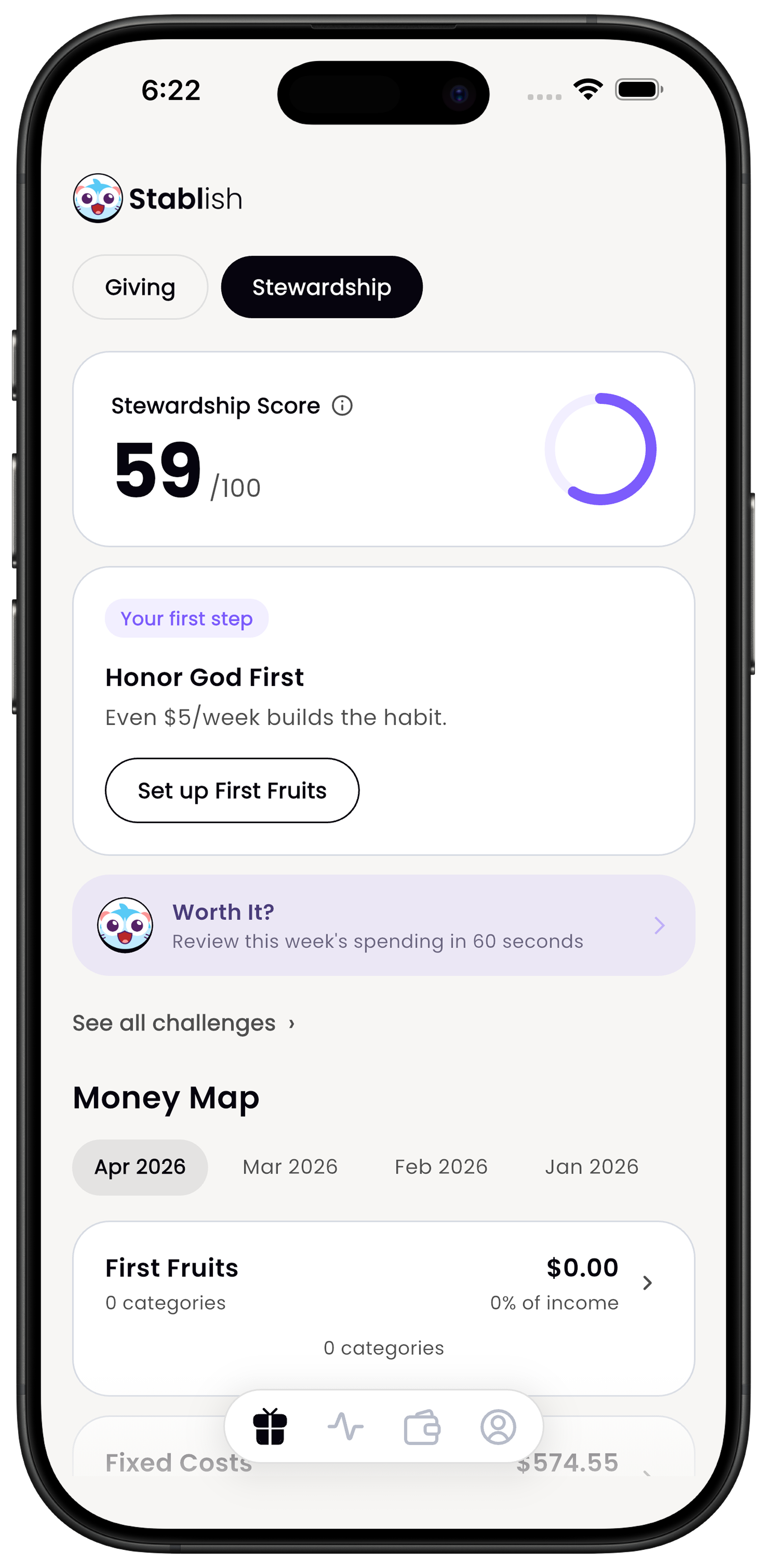The Money Map home screen